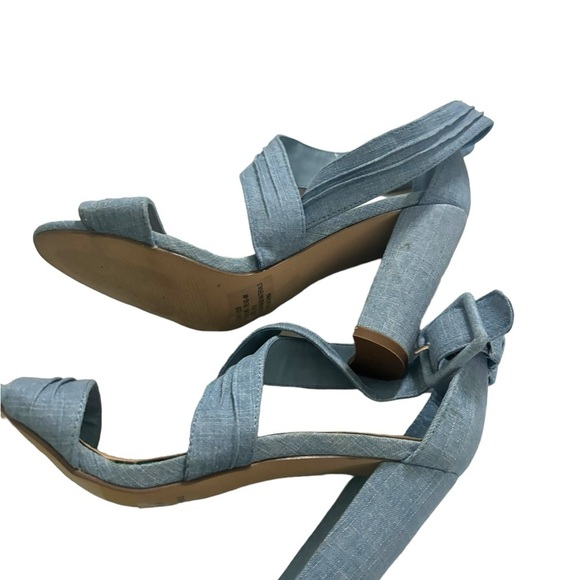 Breckelle’s Dusty Blue Denim Heel Strappy Block Open Toe Pump Shoe SZ 6.5 - Picture 5 of 11